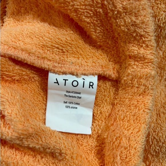 Atoir AUS The Santorini Mango Orange Terry Cloth Cropped Button Down Top S - Picture 5 of 11